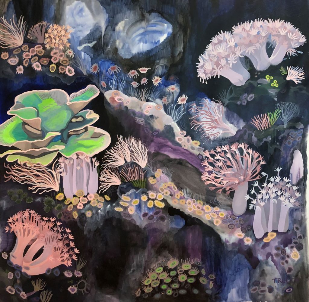 Magdalena Trucc - "Somewhere between corals and moonlight" - Acrylic on canvas - 59 x 59 inches - 20021