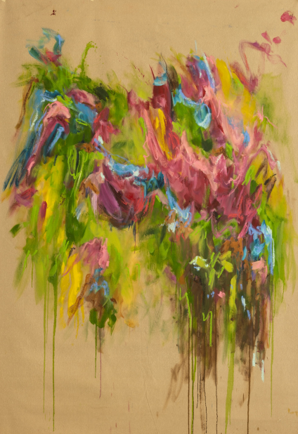 Chiara Baccanelli - Magenta Blossom - Oil on canvas - 78 x 55 inches