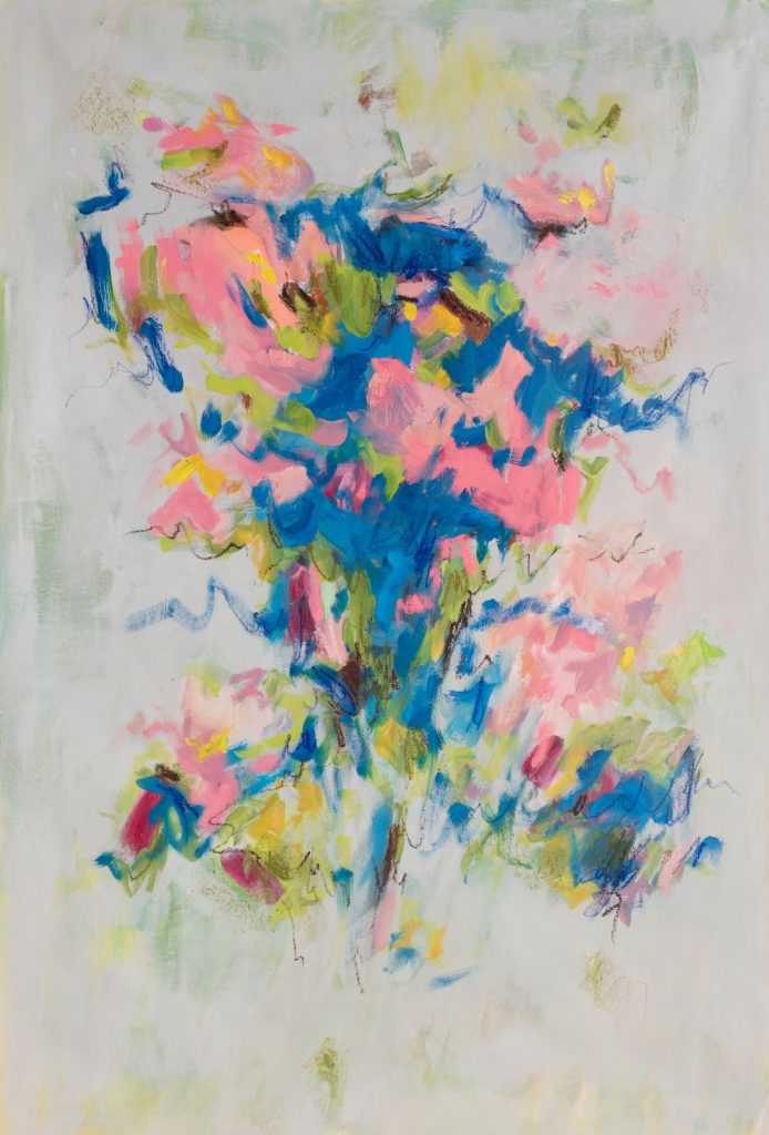 Chiara Baccanelli - "Primamore Rose Dore" - oil, enamel and oil bar on canvas - 574 x 51 inches - 2021